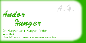 andor hunger business card